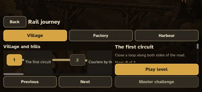 The illustrated campaign railway with selectable stations